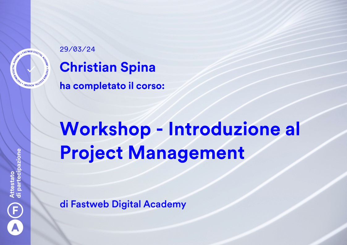 Workshop: Introduzione al Project Management